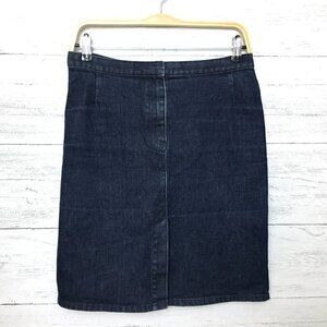 Sisley Women's Jean Skirt Dark Wash Denim Front Slit Italy size 44 US 8